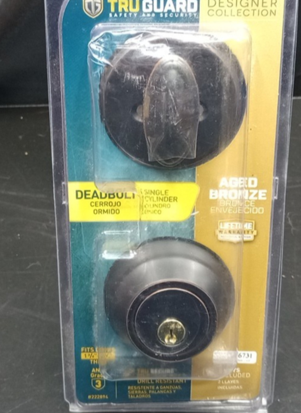 Tru Guard Single-Cylinder Deadbolt, Aged Bronze